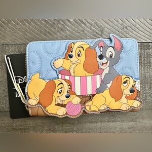 Loungefly Exclusive Disney Lady and the Tramp Puppies Zip-Around Wallet